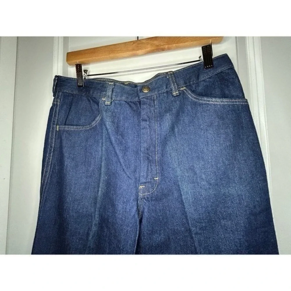 True Vintage 70's Embroidered Dark Wash Denim Jeans Sz Mens 34x28 Brand‎ New